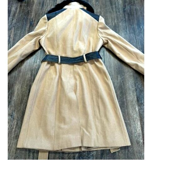 "VIA SPIGA" Stunning Wool Coat, Faux Fur Trim, Asymmetrical Zipper,Belted,8 - Picture 14 of 16